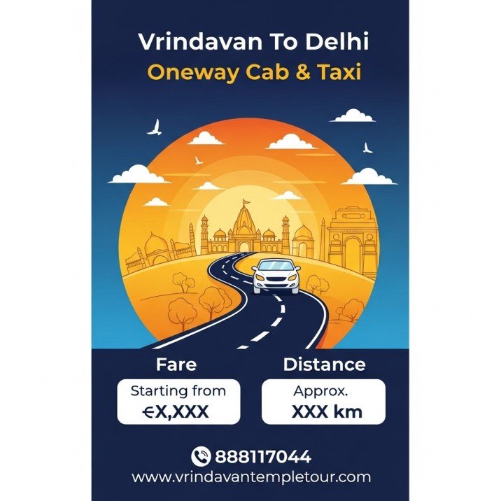 Vrindavan-To-Delhi-Oneway-Cab-Taxi-Fare-Distance