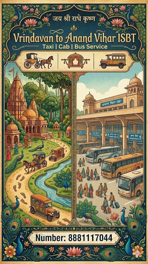 Vrindavan to Anand Vihar ISBT Taxi | Cab | Bus Service.