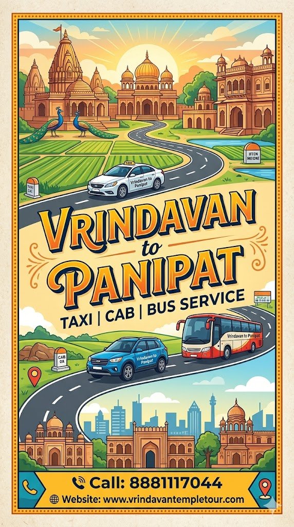 Vrindavan to Panipat Taxi | Cab | Bus Service
