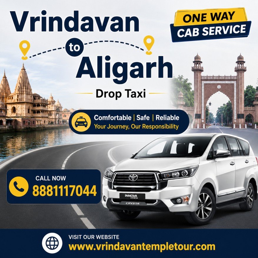 Vrindavan to Aligarh Drop Taxi One Way Cab Service
