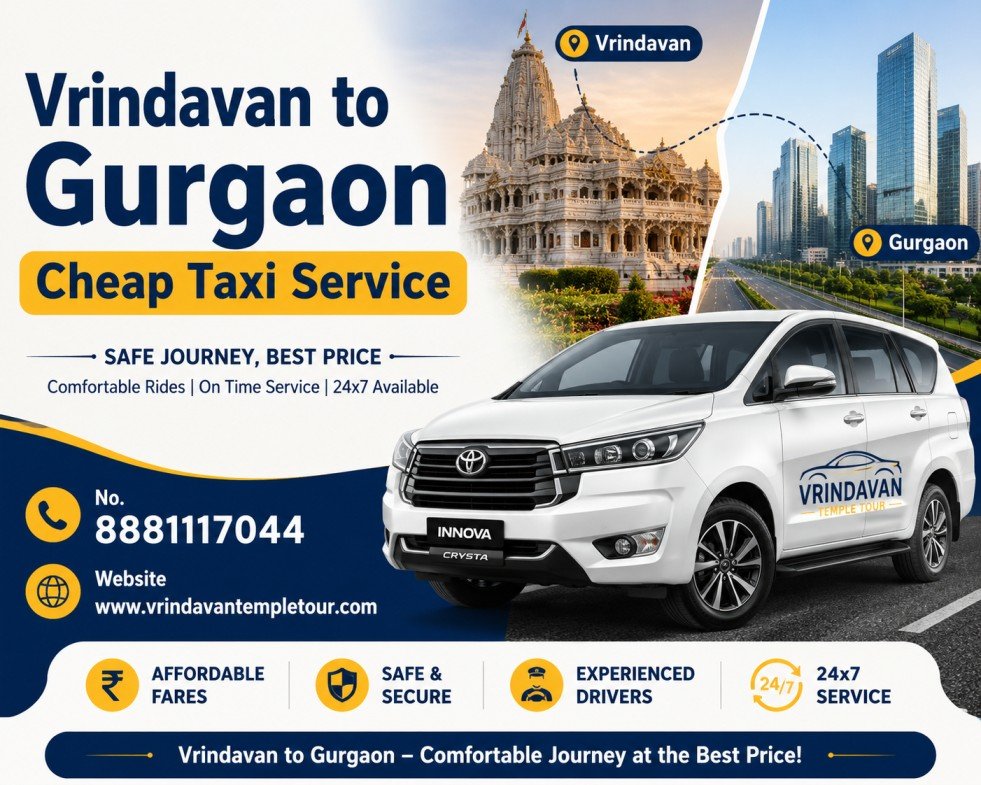 Vrindavan to Gurgaon Cheap Taxi Service